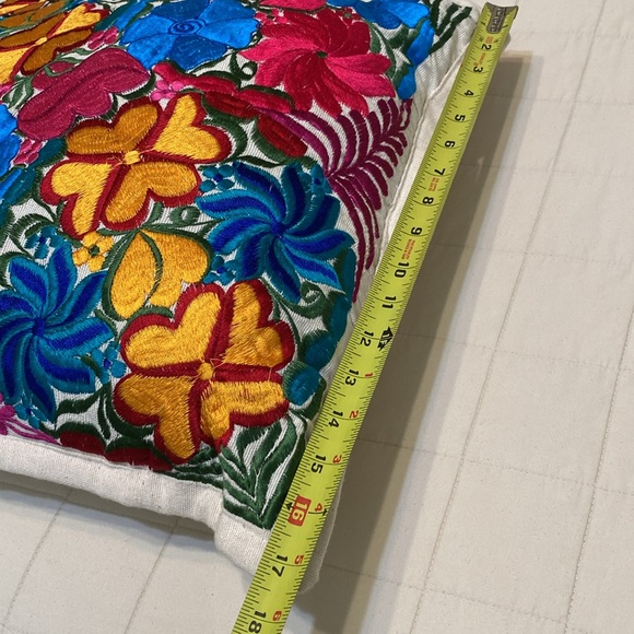 Mexican Floral Embroidery Handmade Pillow - Picture 8 of 15